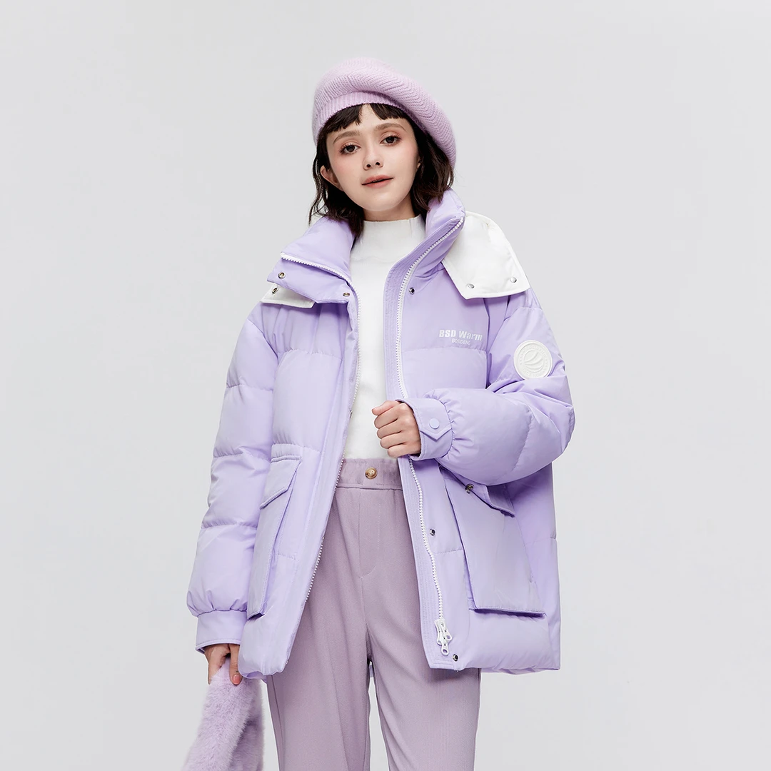 波司登冬季女中长款可脱卸帽甜美轻暖廓形羽绒服外套B30145424