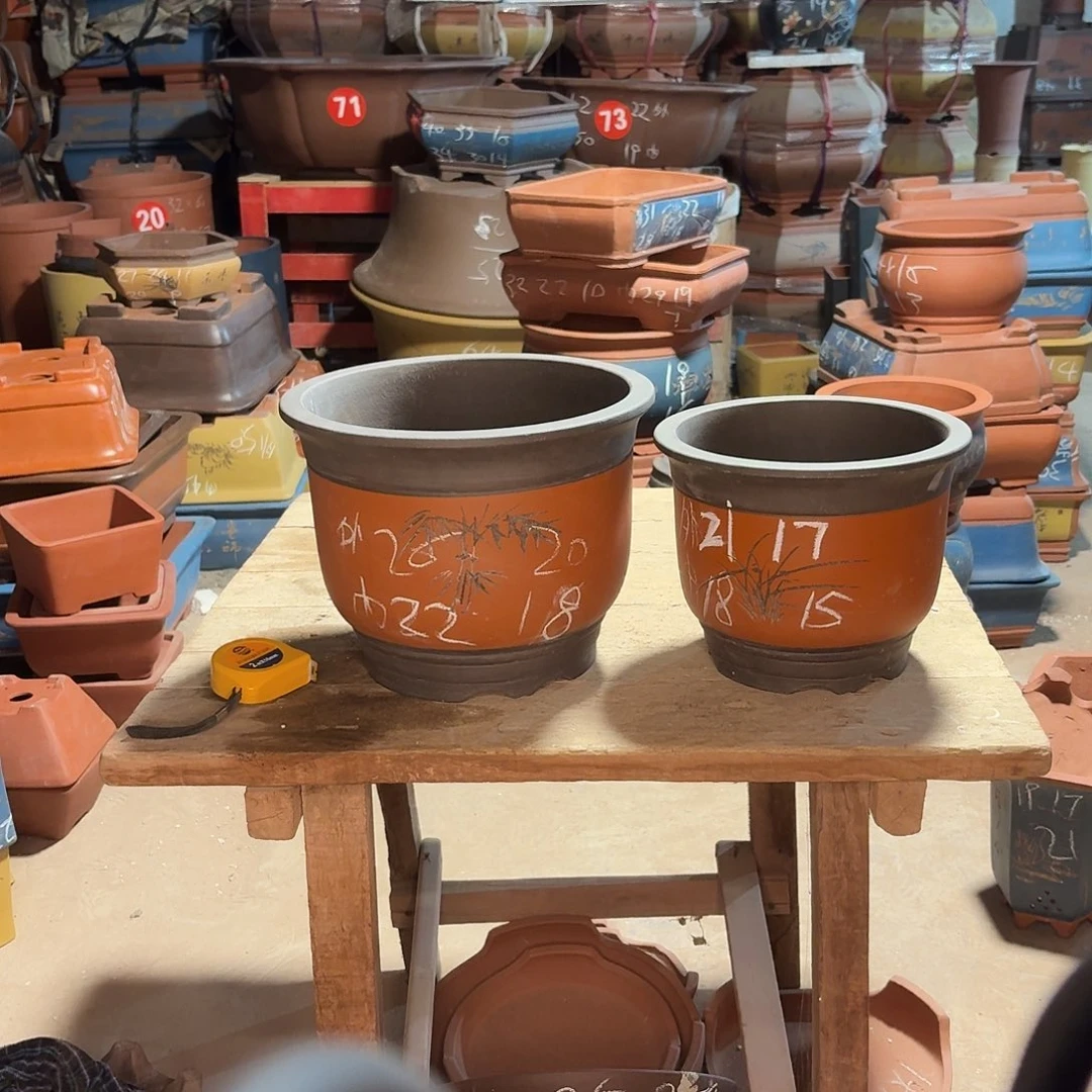 紫砂紫砂花盆大金钟两个