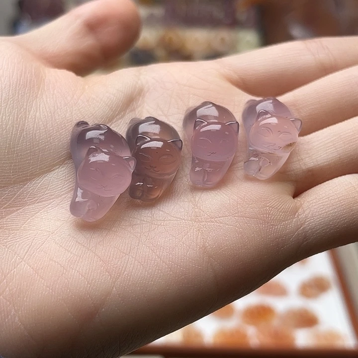 玛瑙/玉髓未镶嵌玛瑙小紫趴趴猫