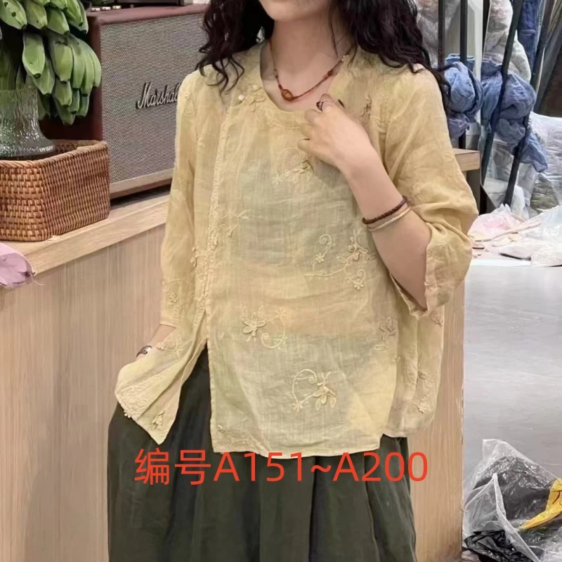 【编号A151一A200】K夏季原创设计师衬衫 高货苎麻衬衣宽松上衣
