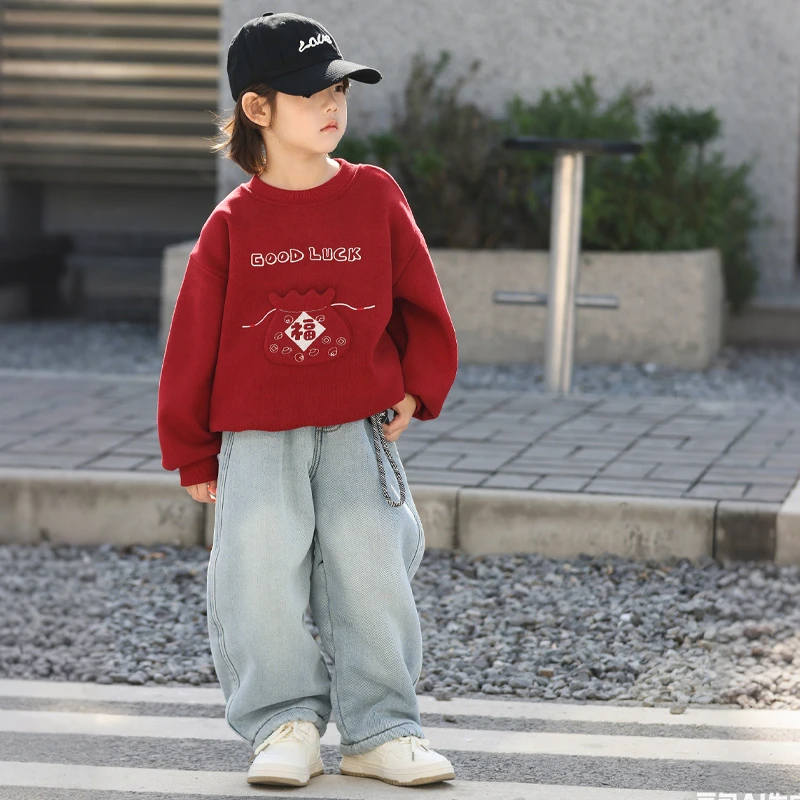 【专柜同款】冬季2025年款加绒加厚福袋长袖儿童卫衣DBE57868