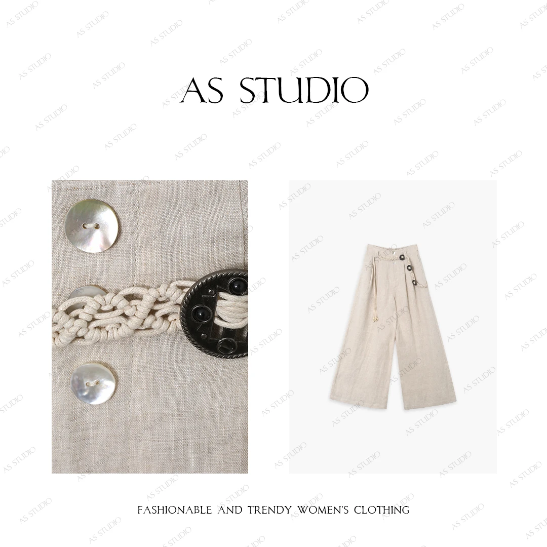 【AS荞麦】25新可拆卸编织腰绳垂感拖地阔腿裤AS25CKZ3831
