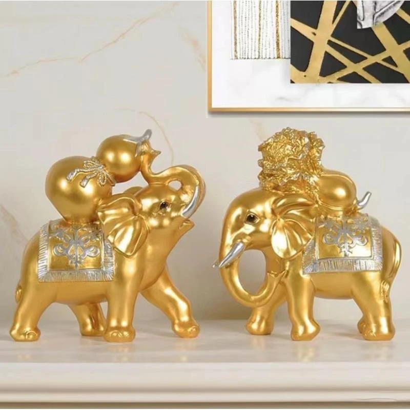 轻奢高档大象摆件招财客厅花器玄关展示柜酒柜装饰品办公室高级感