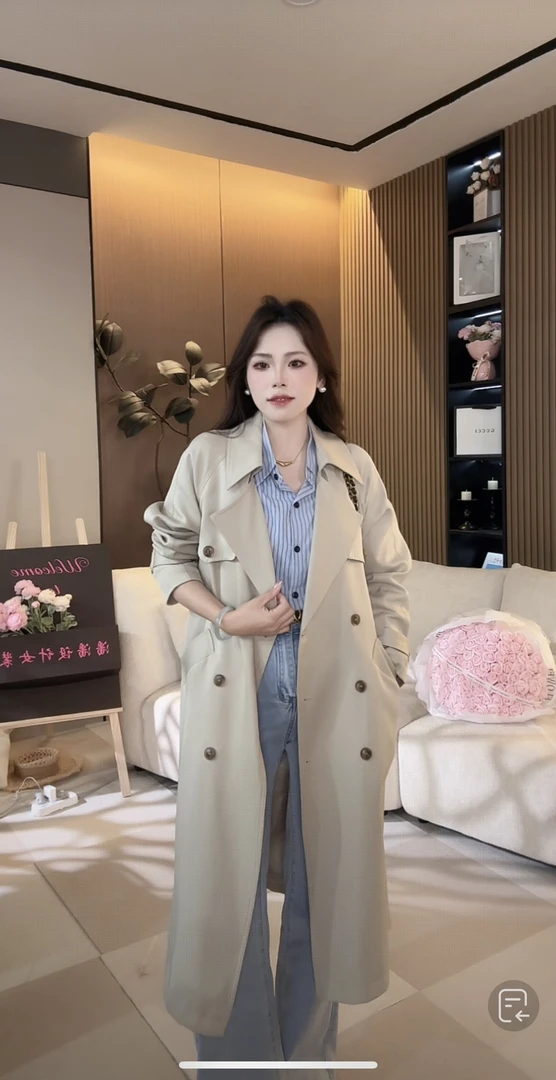 风衣外套女收腰2025秋季新款时尚英伦风中长款显瘦气质大衣小个子