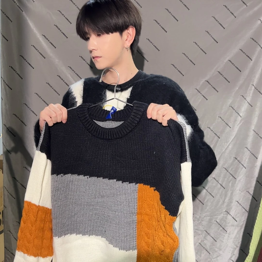 潮流拼接毛衣m码一件