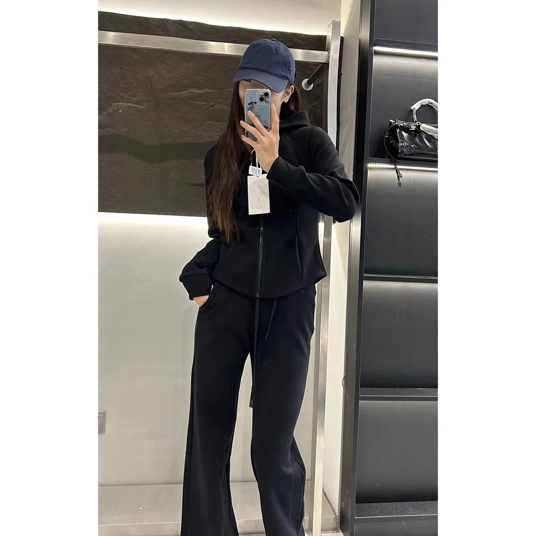 9687#大码春季新款lulu显瘦套装