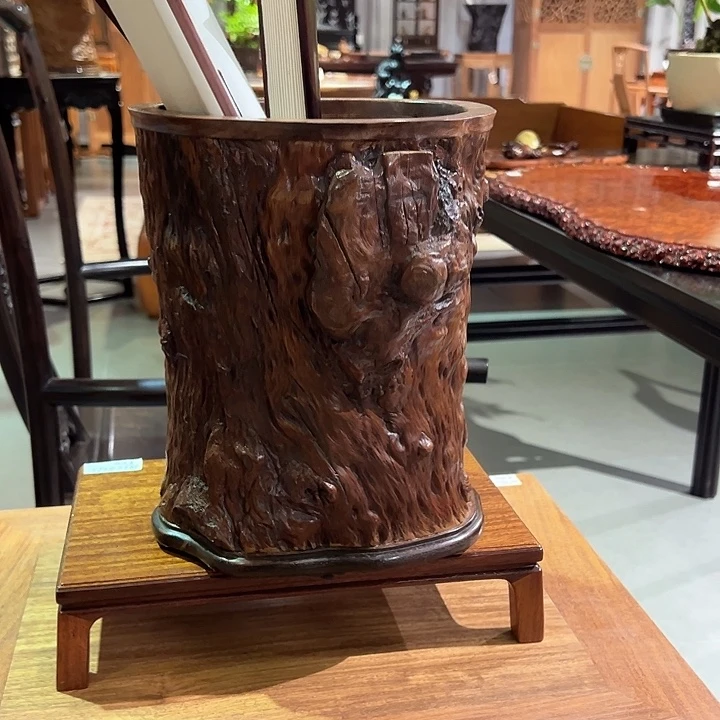 乌木类成套家具荔枝木笔筒