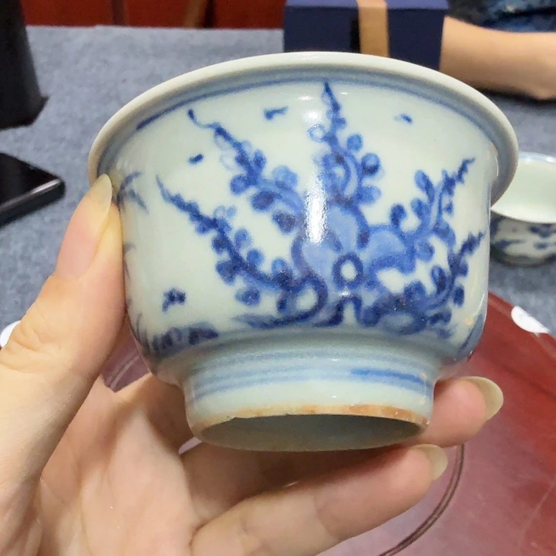 泰***爸瓷片青花杯子一只完整wzw