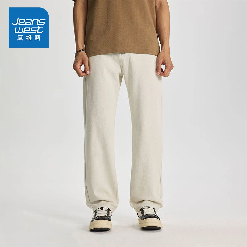 Jeanswest/真维斯春夏潮牌百搭时尚高街牛仔裤男士宽松美式直筒裤