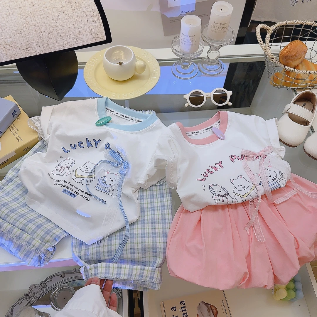 儿童2025夏季百搭纯棉短袖女童清新休闲短Ｔ