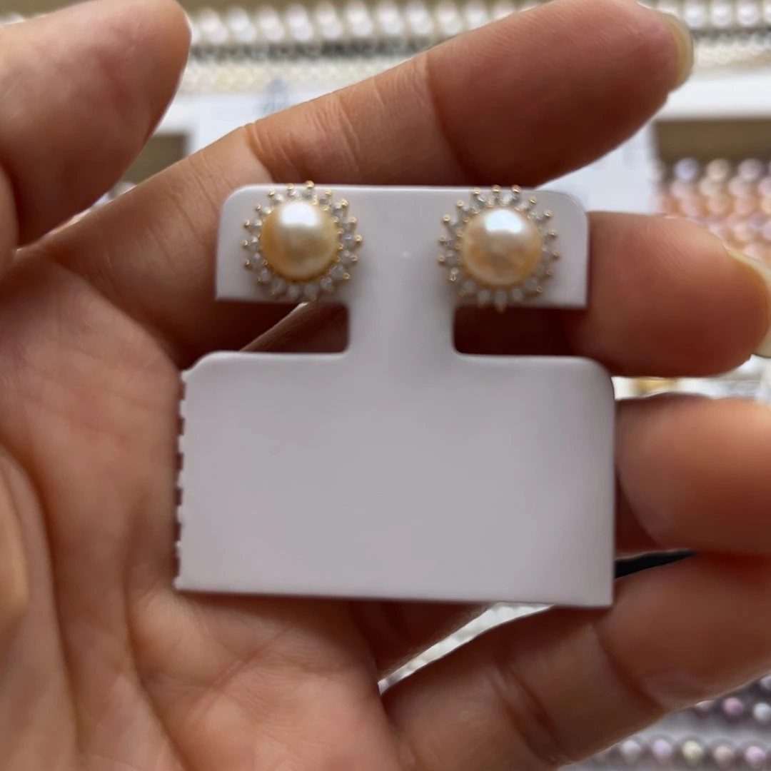 银S925镶嵌耳饰海水珍珠