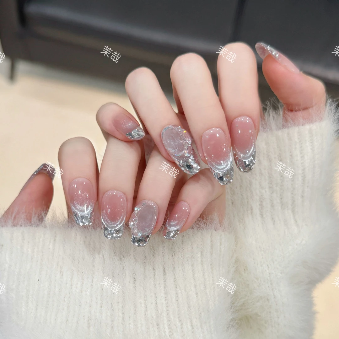 茉哉现货【冰河世纪】12甲纯手工定制美甲拆卸穿戴甲A4222