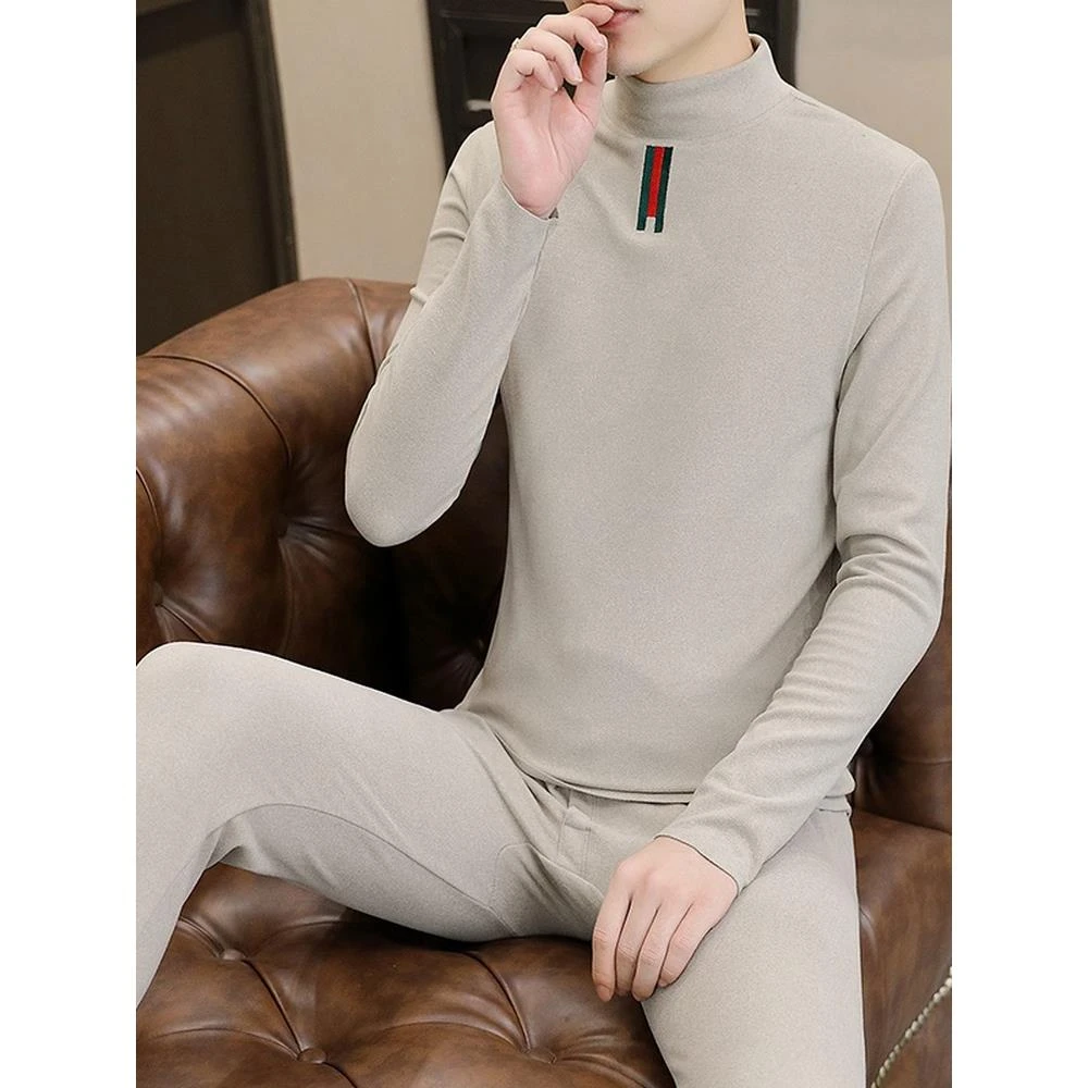 【TQUX官方正品】德绒保暖内衣套装男士中高领防寒加厚加绒打底衫