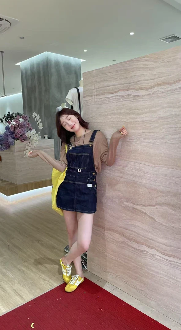 YPP！【西岸落日】! 美式复古阔腿牛仔短裤显瘦百搭工装背带裤裙