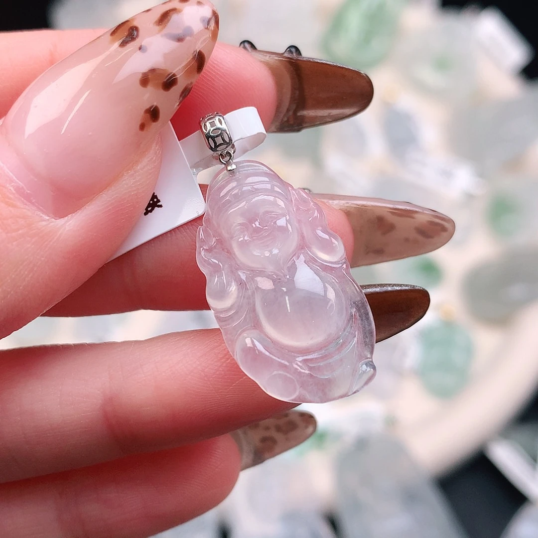 翡翠颈饰18K金镶嵌小财神31.5、26、14.8、3.7