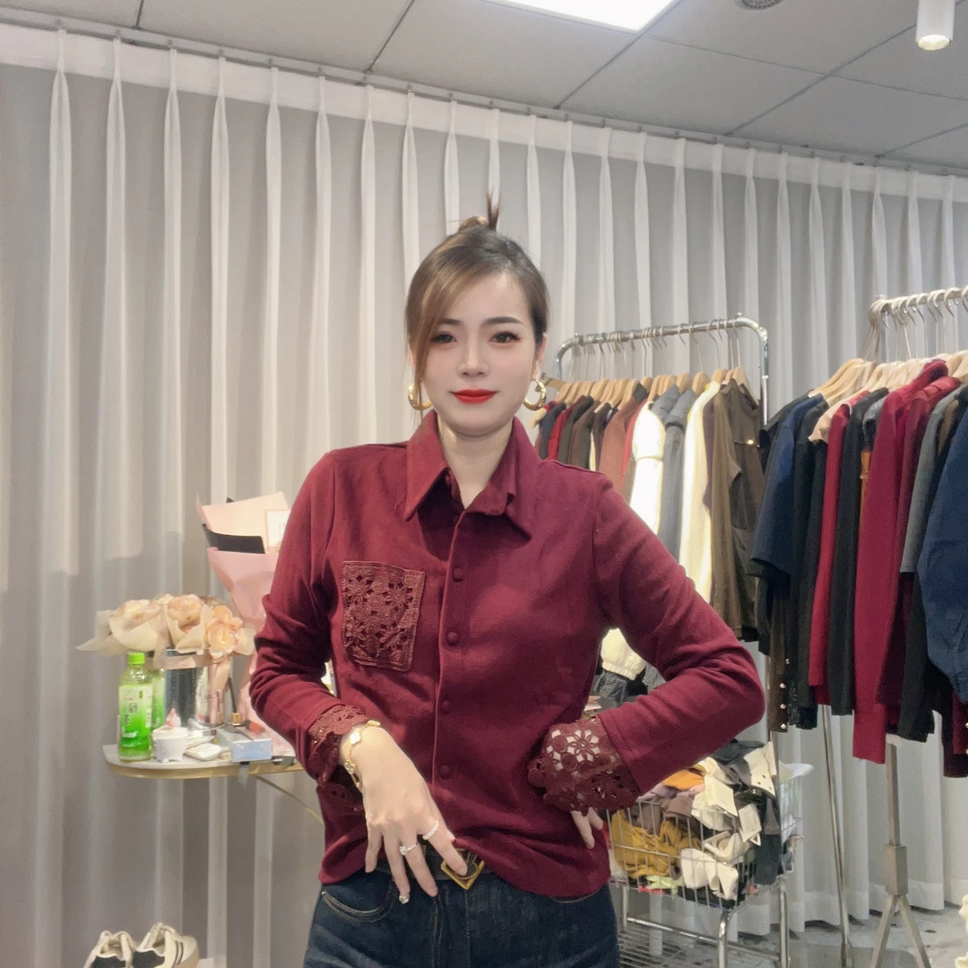 大美小美 （现货福利）冬季新款镂空设计感百搭长袖衬衫女洋气显瘦