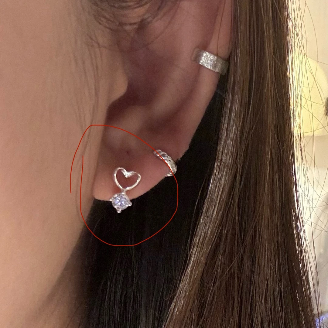 925银合成锆石耳饰 韩国 通体s925银 爱心小钻耳钉