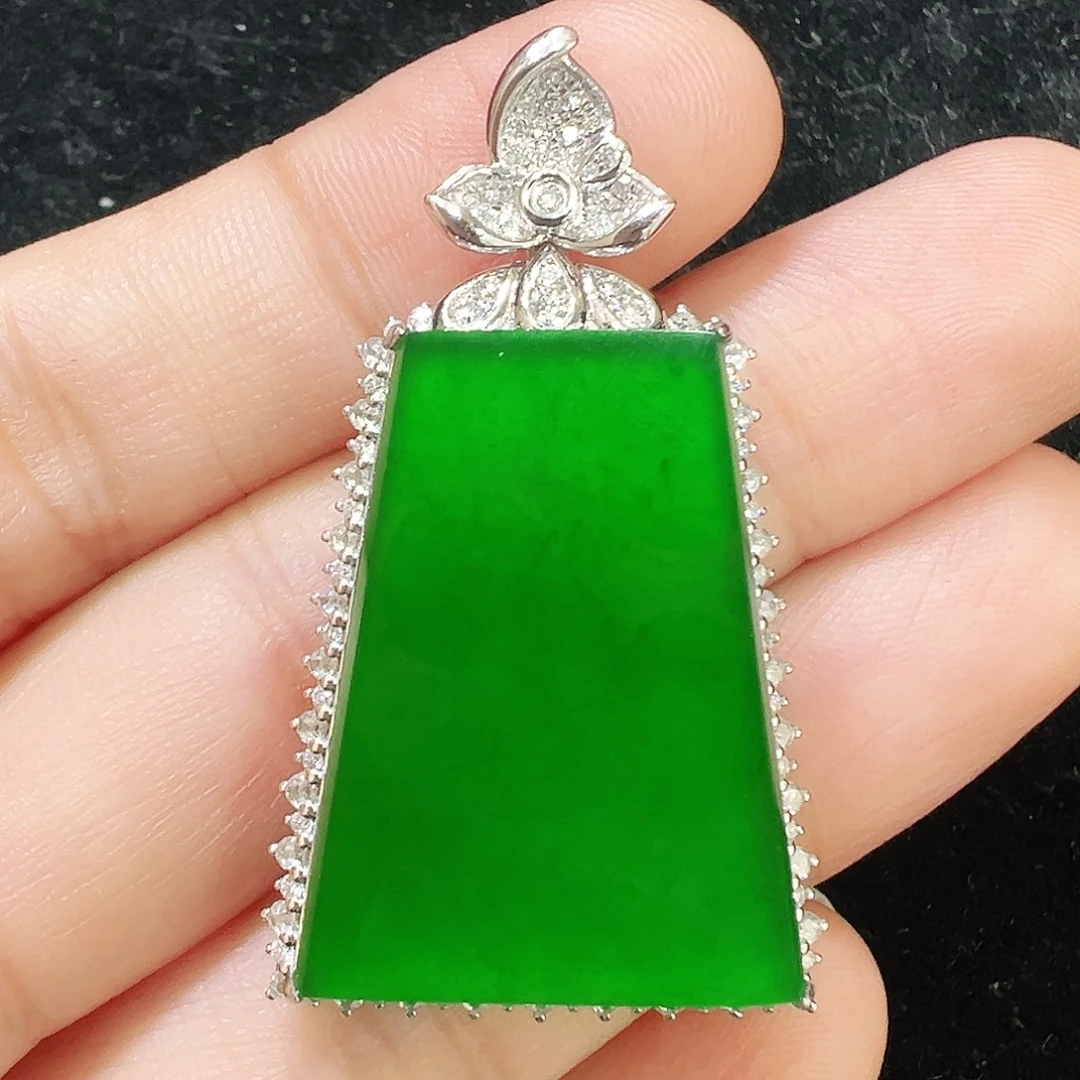 翡翠18K金镶嵌吊坠(不含链)