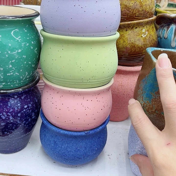 多肉绿植陶瓷花盆9.9包邮，有孔