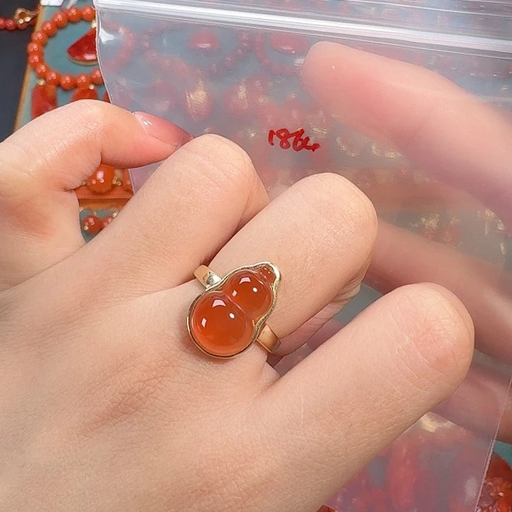 南红玛瑙银S925镶嵌戒指