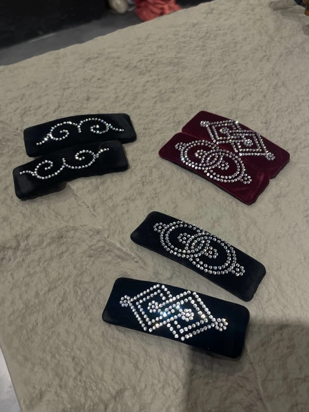 复古民族风贴钻丝绒发卡