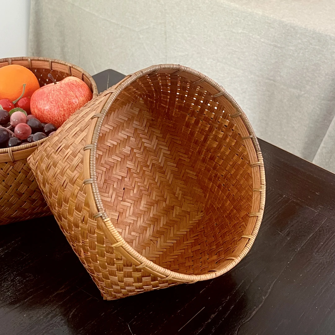 果篮纯手工工艺竹编大漆果盒茶具收纳篮收纳筐