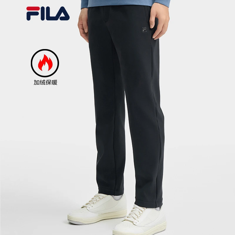 FILA斐乐裤子【加绒加厚】休闲男裤冬季保暖弹力直口裤F11M443604F