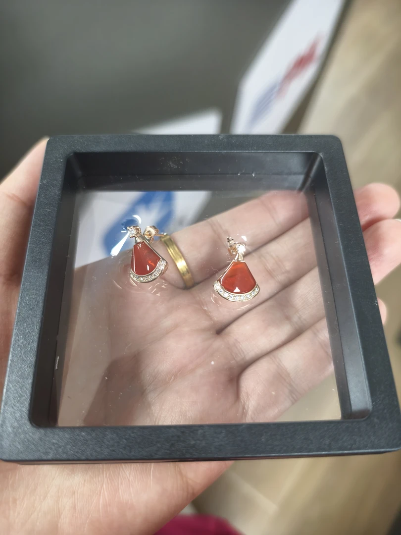 非金属树脂耳饰 肆伍陆 时尚红色红扇叶耳饰022