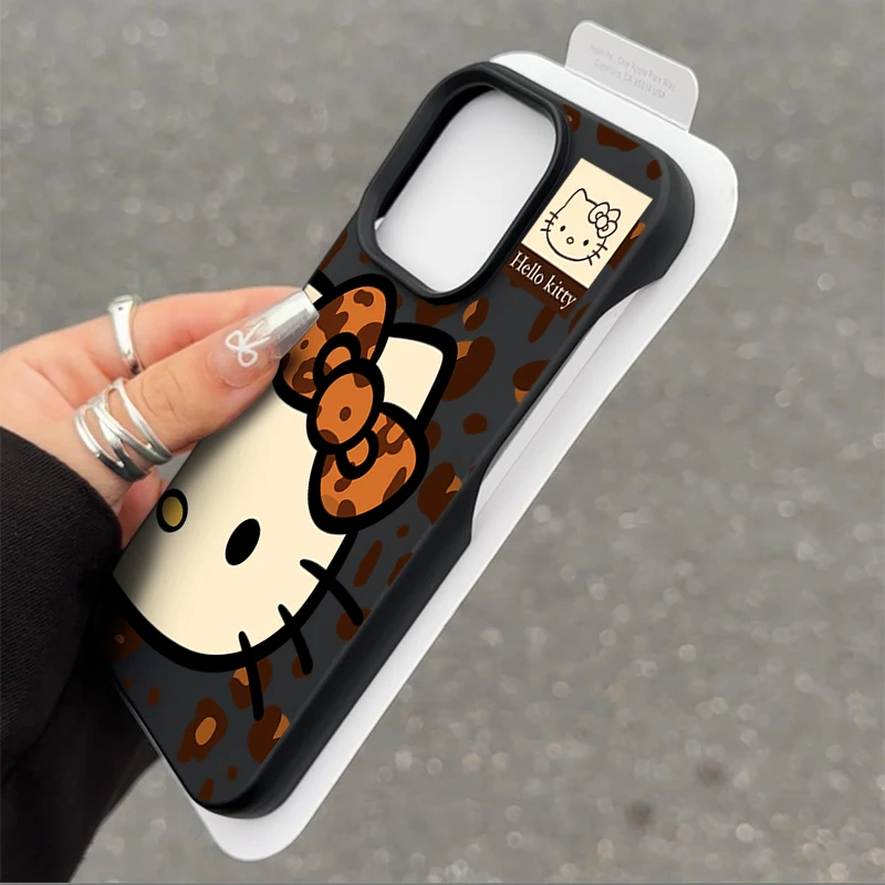 飞虎胜豹纹Kt猫适用iPhone16/15p苹果14半包手机壳13/12/11卡通套