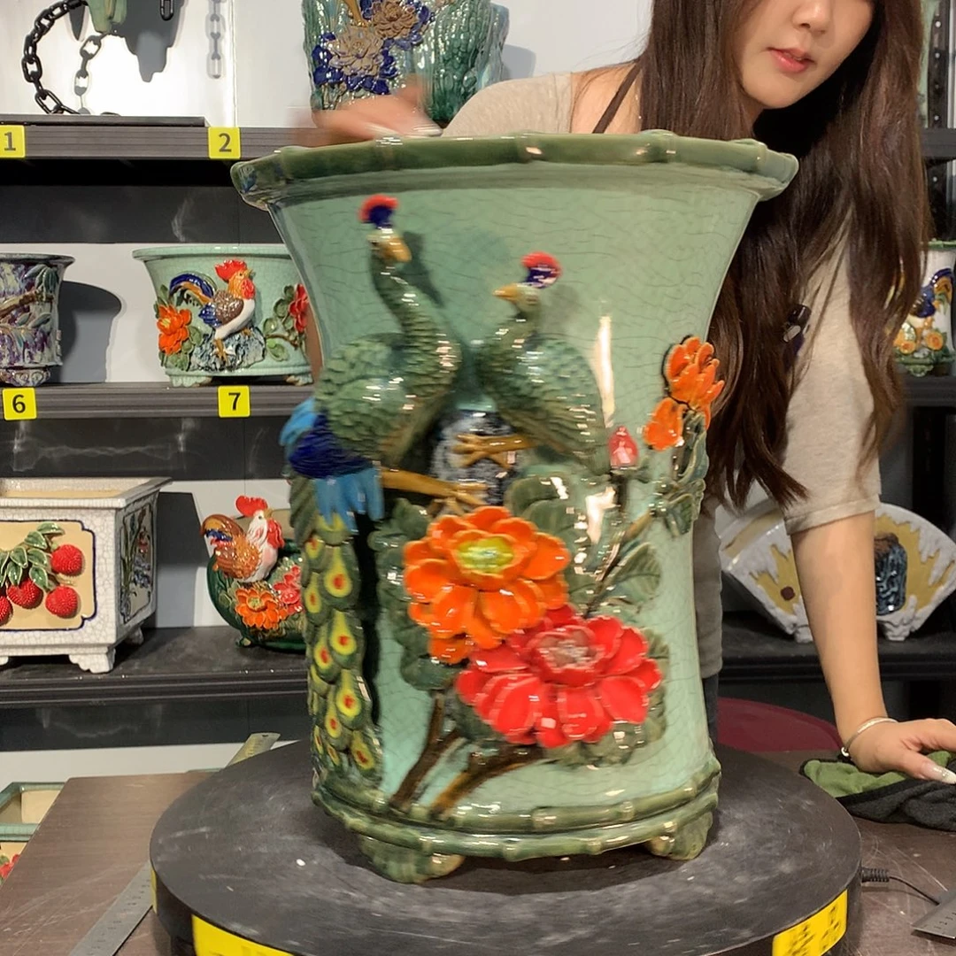 理***朵高温烧制石湾盆花盆