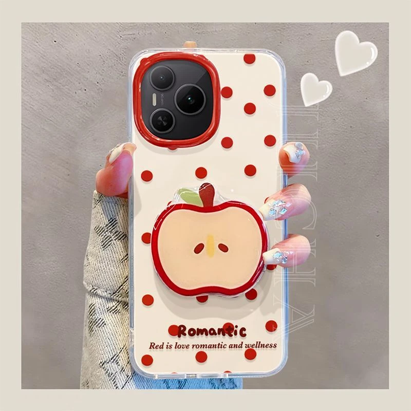 红色波点适用荣耀power手机壳女带挂链支架honorpower不撞款防摔