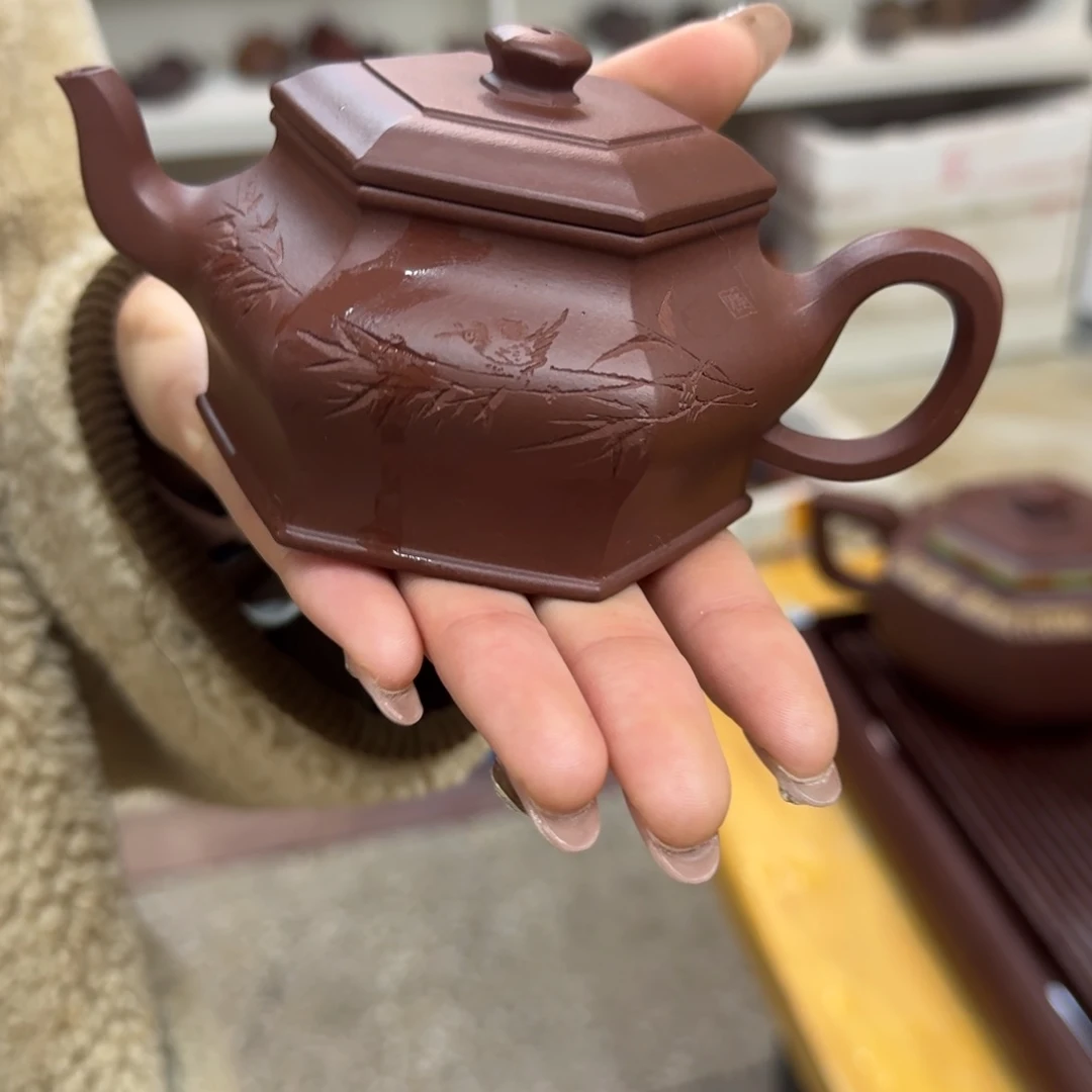紫砂茶壶紫砂壶六方虚灯150cc