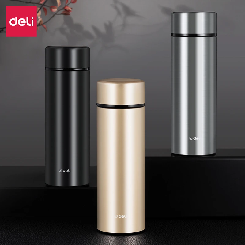 得力LL615商务保温杯500ML大容量304内胆居家办公车载保温保冷杯