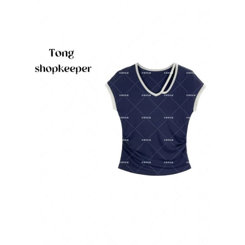 TT-QJ/彤掌柜1682154 夏季欧式小众领天丝羊毛气质优雅设计上衣