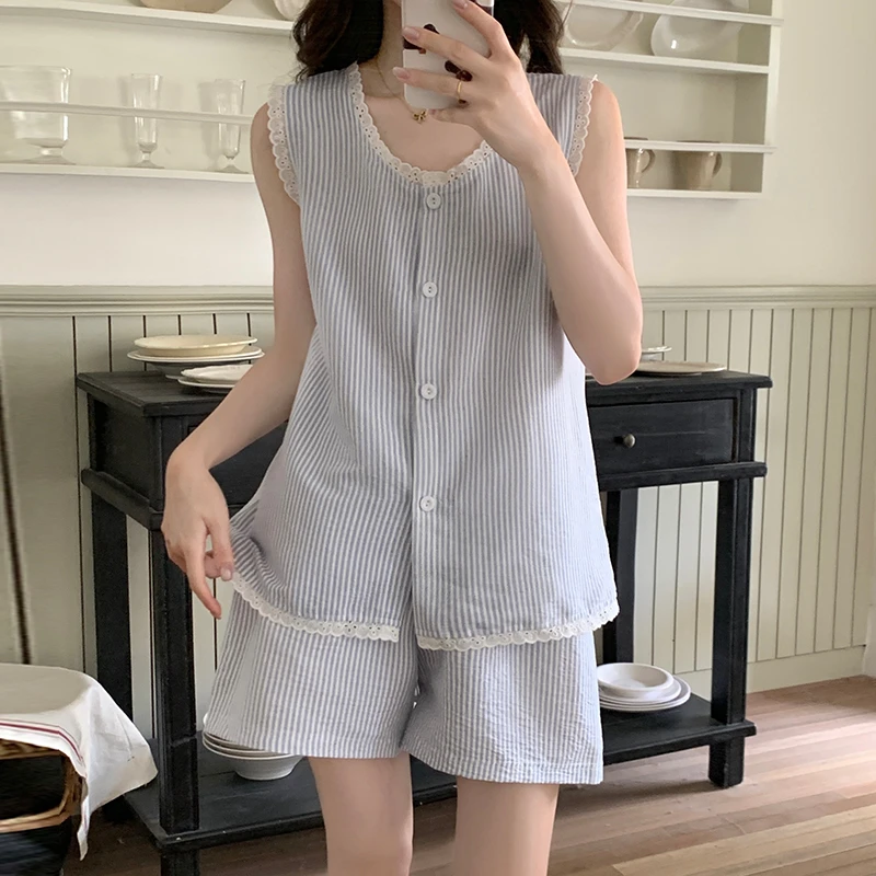可外穿大码睡衣女款爆款2025新款夏学生背心套装高颜值宽松家居服