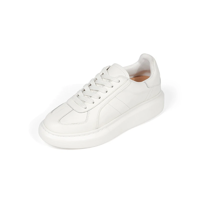 新款厚底德训鞋简约风增高时尚休闲鞋平底系带圆头运动鞋百搭女鞋