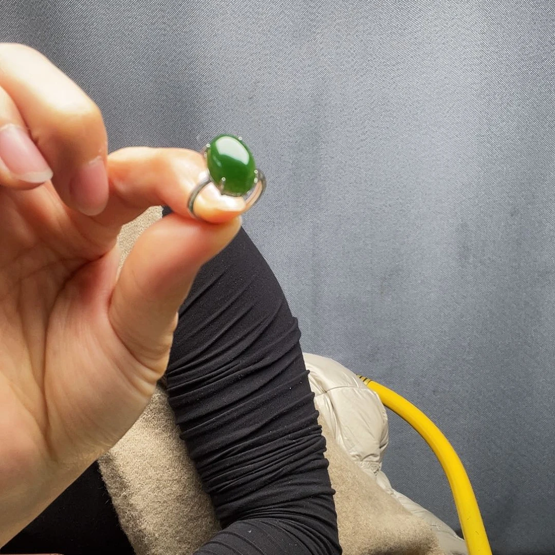 和田玉银S925镶嵌戒指