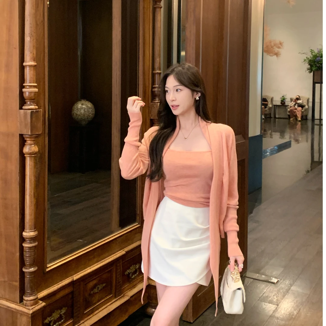 【落日余晖】慵懒显瘦时尚高级感披肩飘带长袖针织4048【返潮复古】