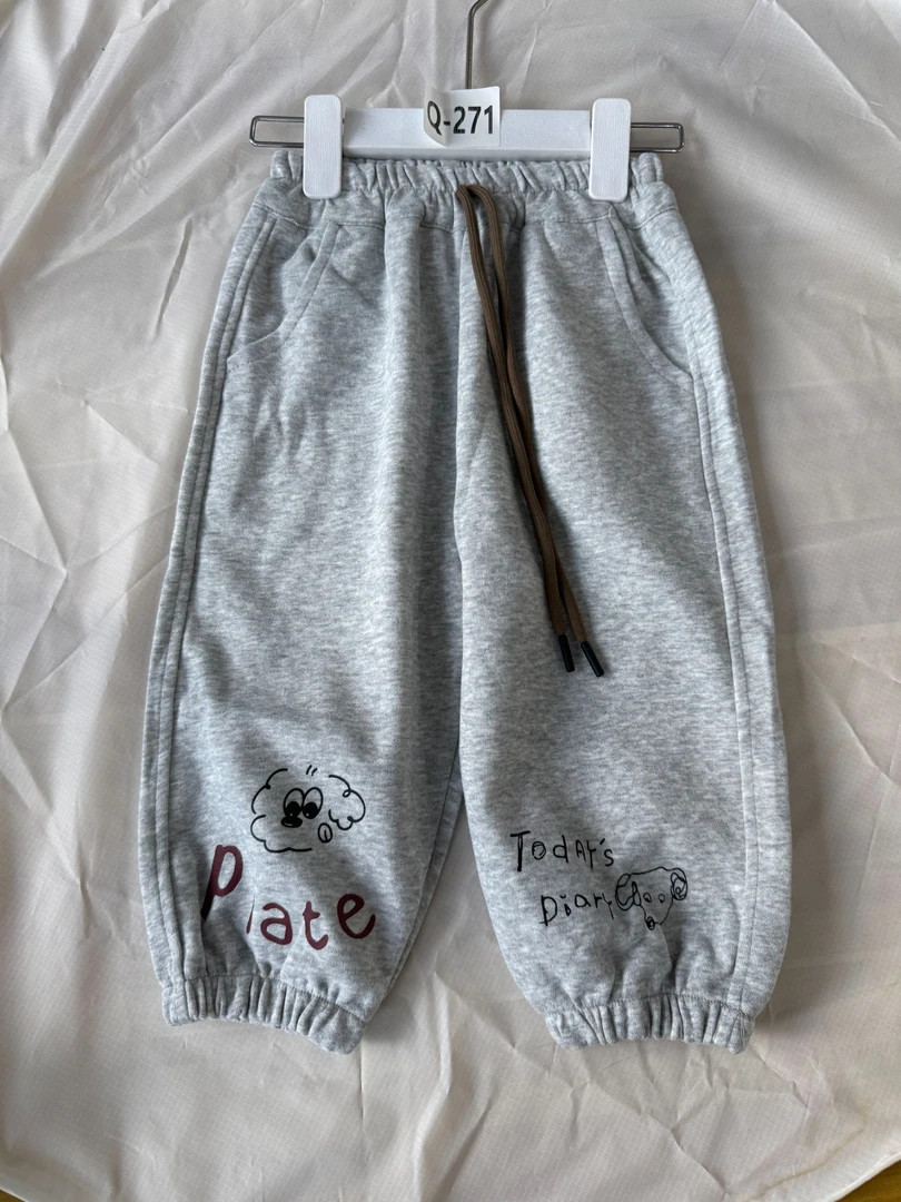 Q-271 灰色字母印花卫裤