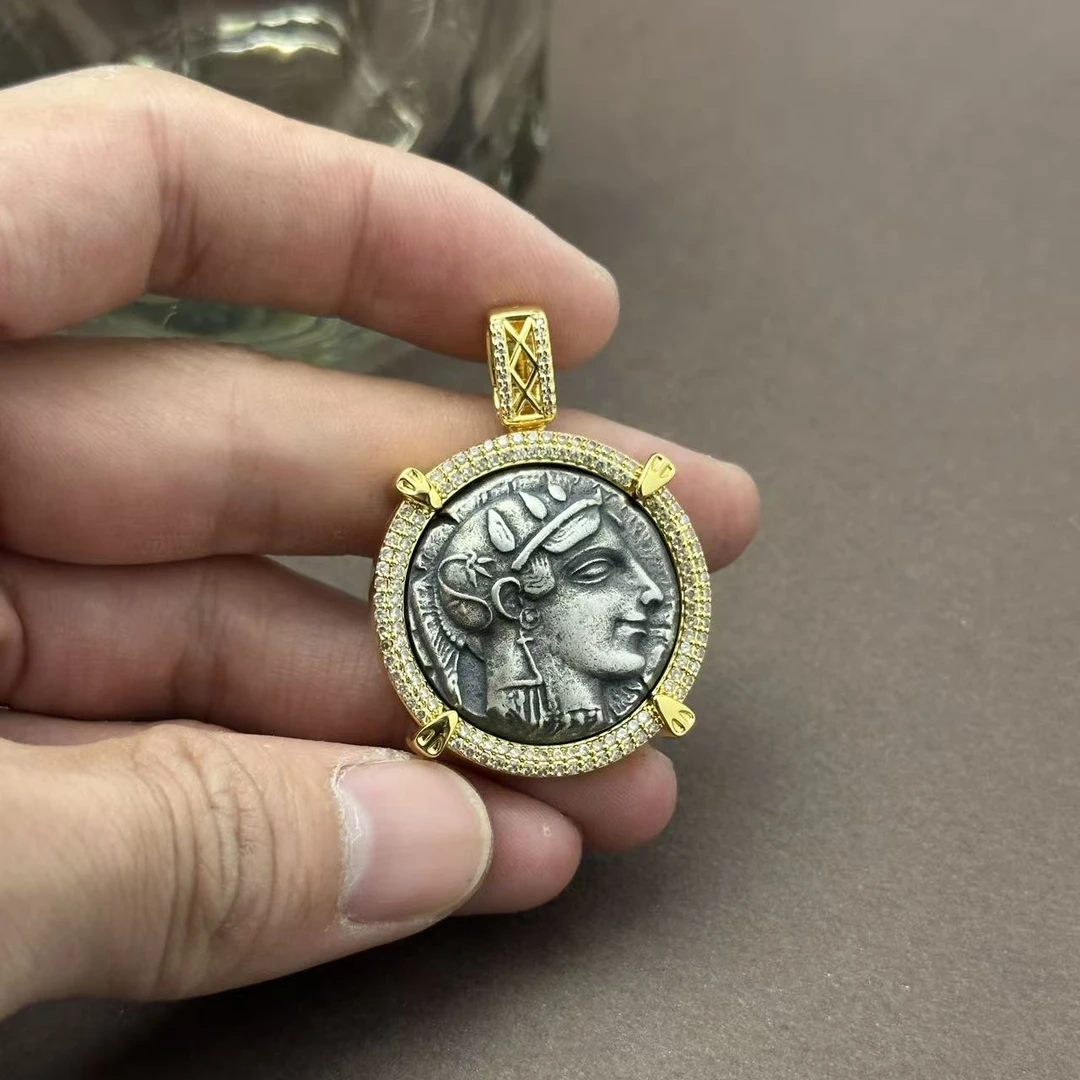 吊坠925银 【雅典娜】古希腊古币复古风轻奢小众设计S925银吊坠项链