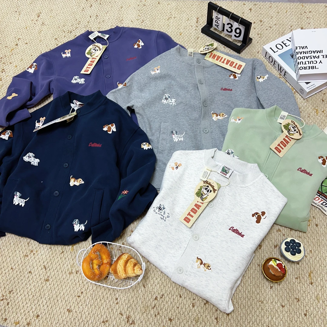 「DT」狗狗家族秋季新款棒球服重工刺绣外套开衫 不加绒-3610