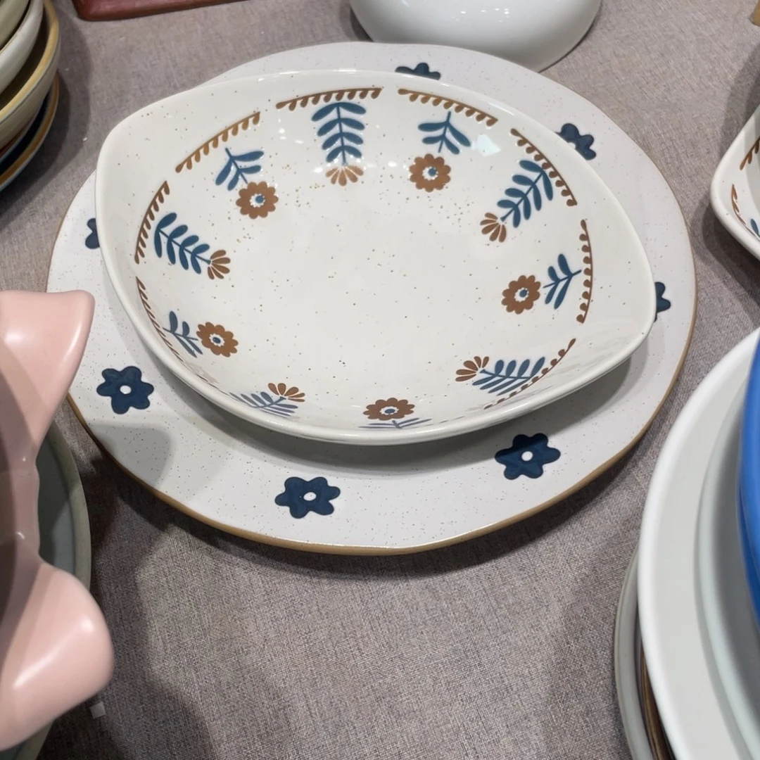 陶景德镇粗陶复古盘碗微瑕