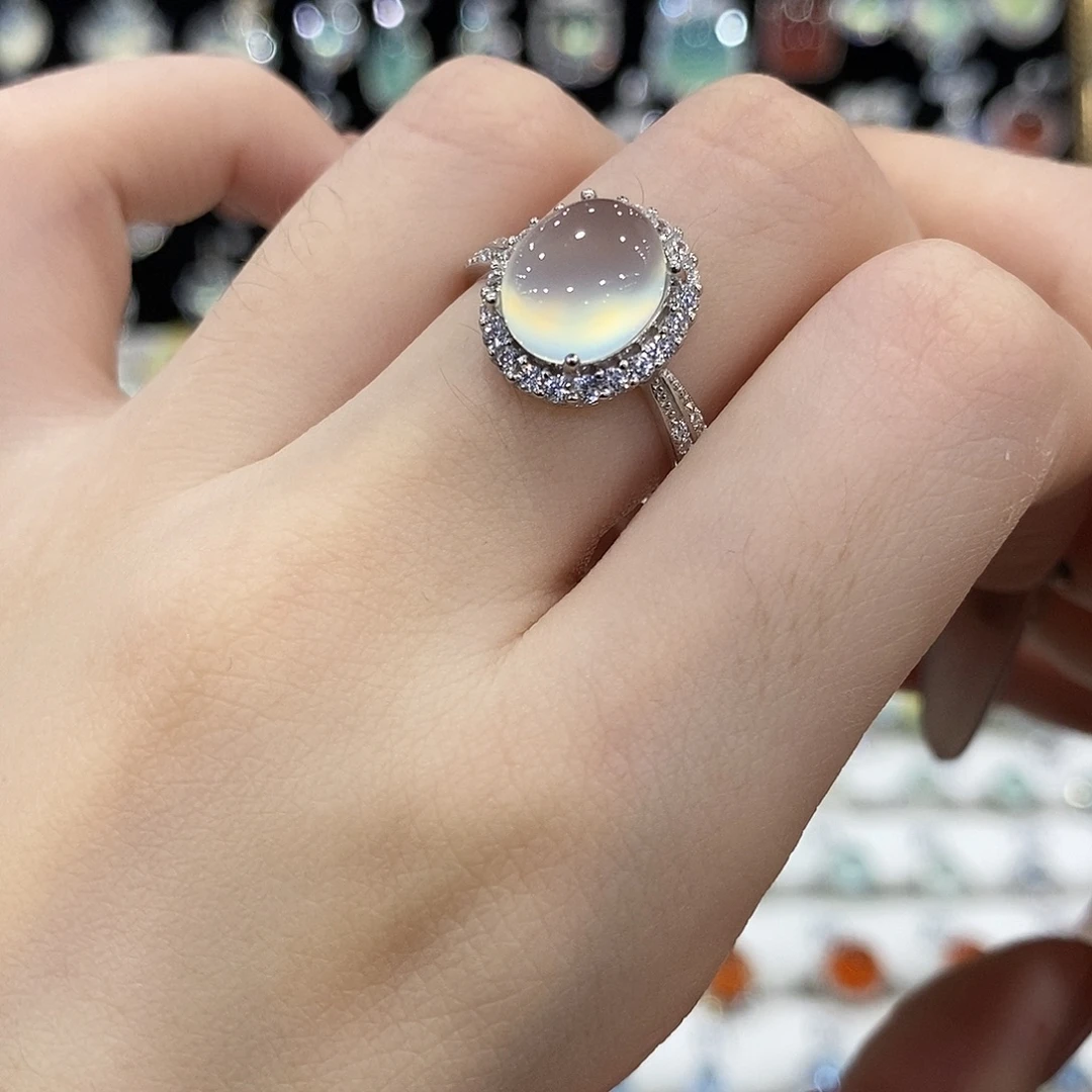 蛇纹石玉银S925镶嵌戒指