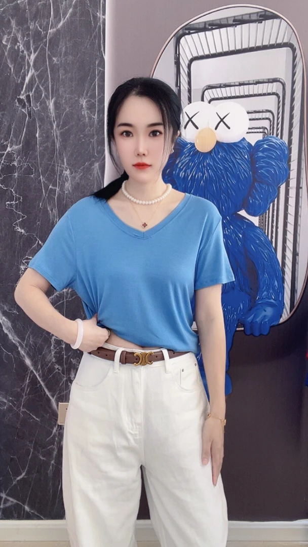 外贸莫代尔棉男女同款情侣T恤半袖