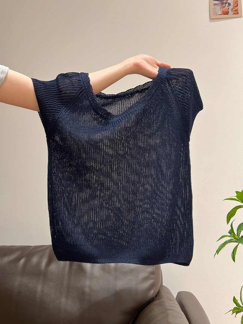 夏季2025年新款时尚薄款气质凉感短袖针织T恤女修身显瘦绝美上衣