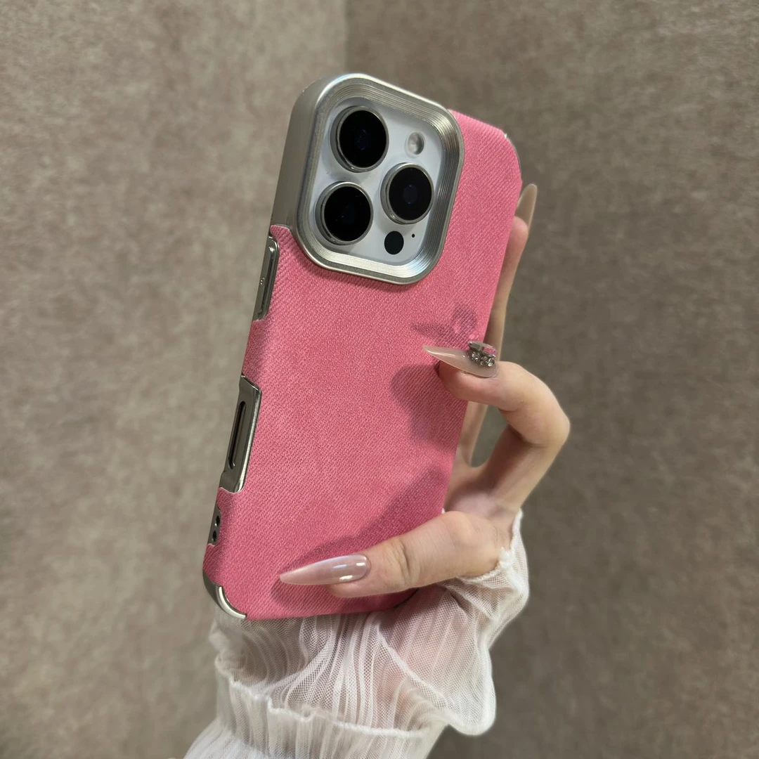 复古电镀牛仔布适用苹果16promax手机壳15全包14小众13个性女款12