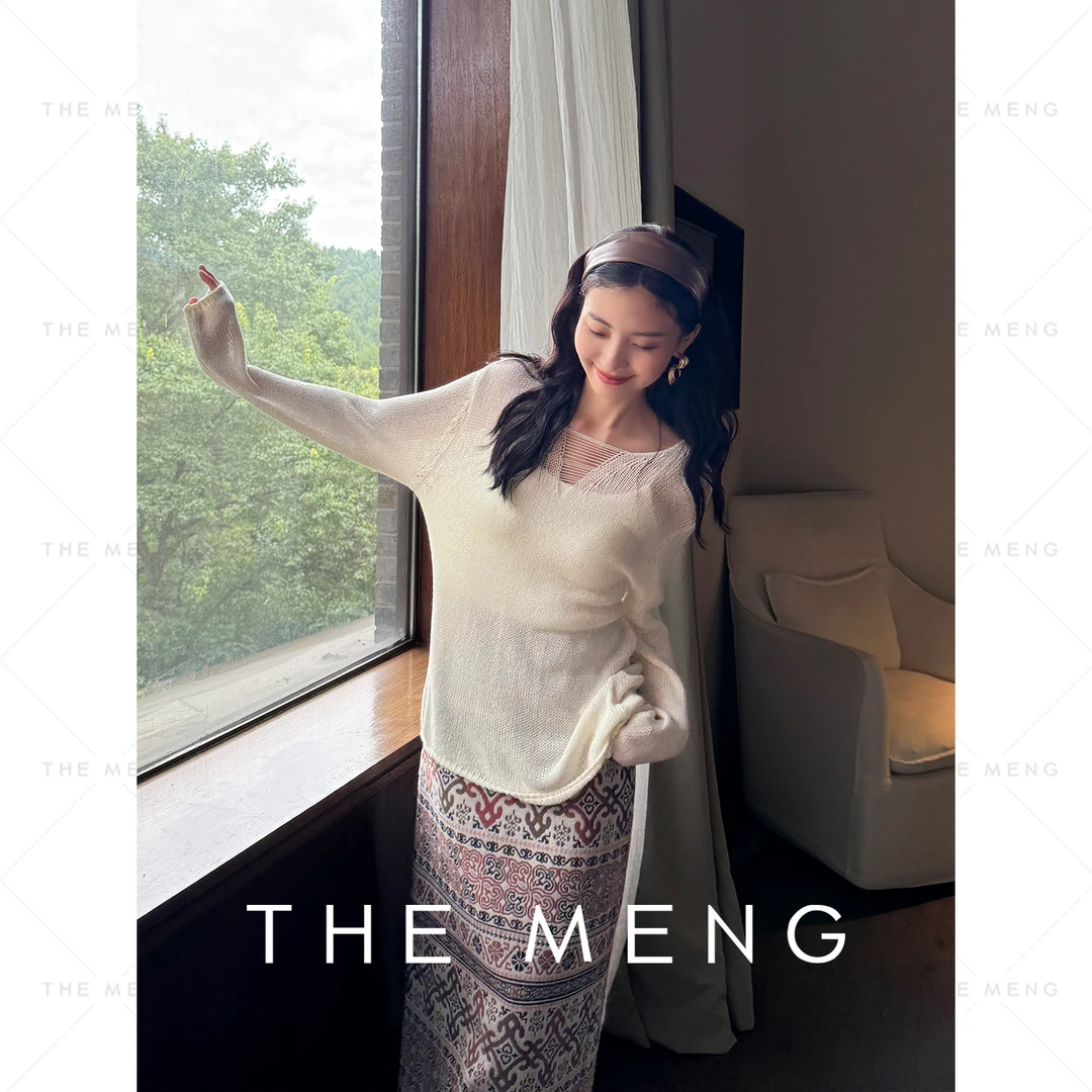 THE MENG【月下】和纸纱天丝亚麻基础款通勤打底T恤#M251E0045