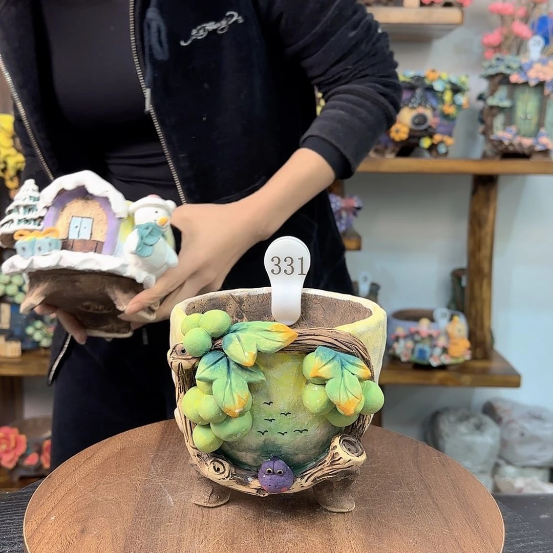 本默花器麦饭石手工花盆