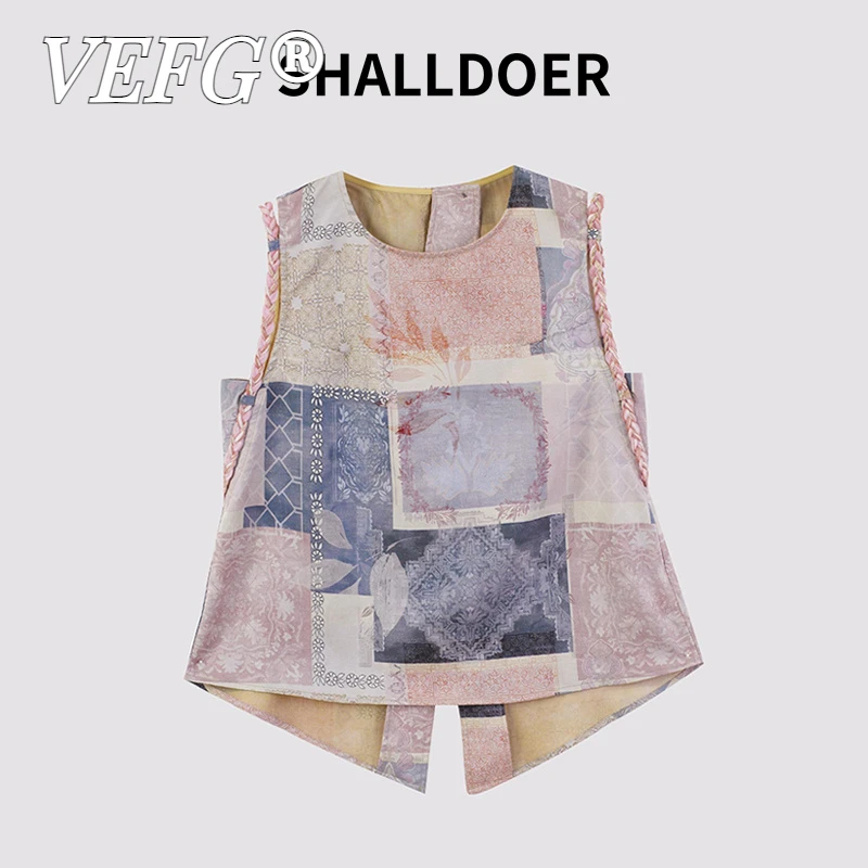 VEFG2025夏季新款时尚潮流宽松文艺油画背心透气高级时尚舒适上衣