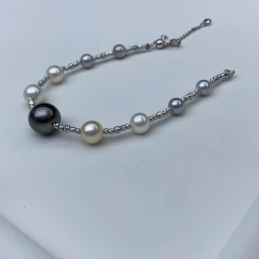 海水珍珠手绳银S925镶嵌
